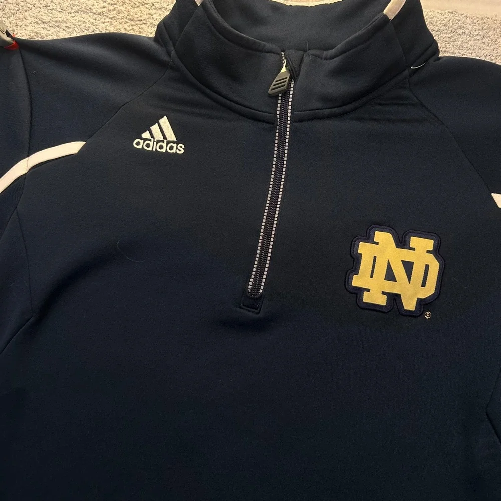 Adidas Notre Dame Pullover Quarter Zip Medium Navy Collegiate Gameday Sporty